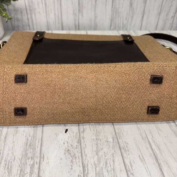 Womens Lauren By Ralph Lauren Vintage Leather Wool Messenger Bag - Picture 5 of 10